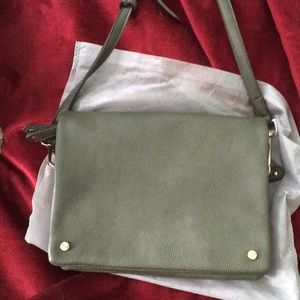 Olive cross-body purse & clutch.